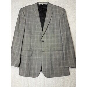 Jos A Bank Traveler‎ Collection Blazer 42R Grey Glen Plaid 100% Wool Sport Coat